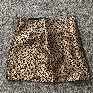 Topshop Metallic Leopard Print Mini Skirt